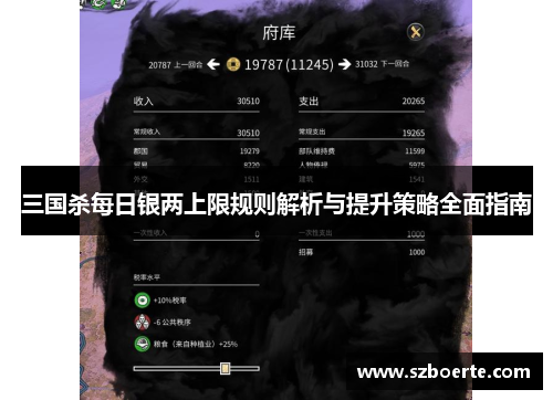 三国杀每日银两上限规则解析与提升策略全面指南